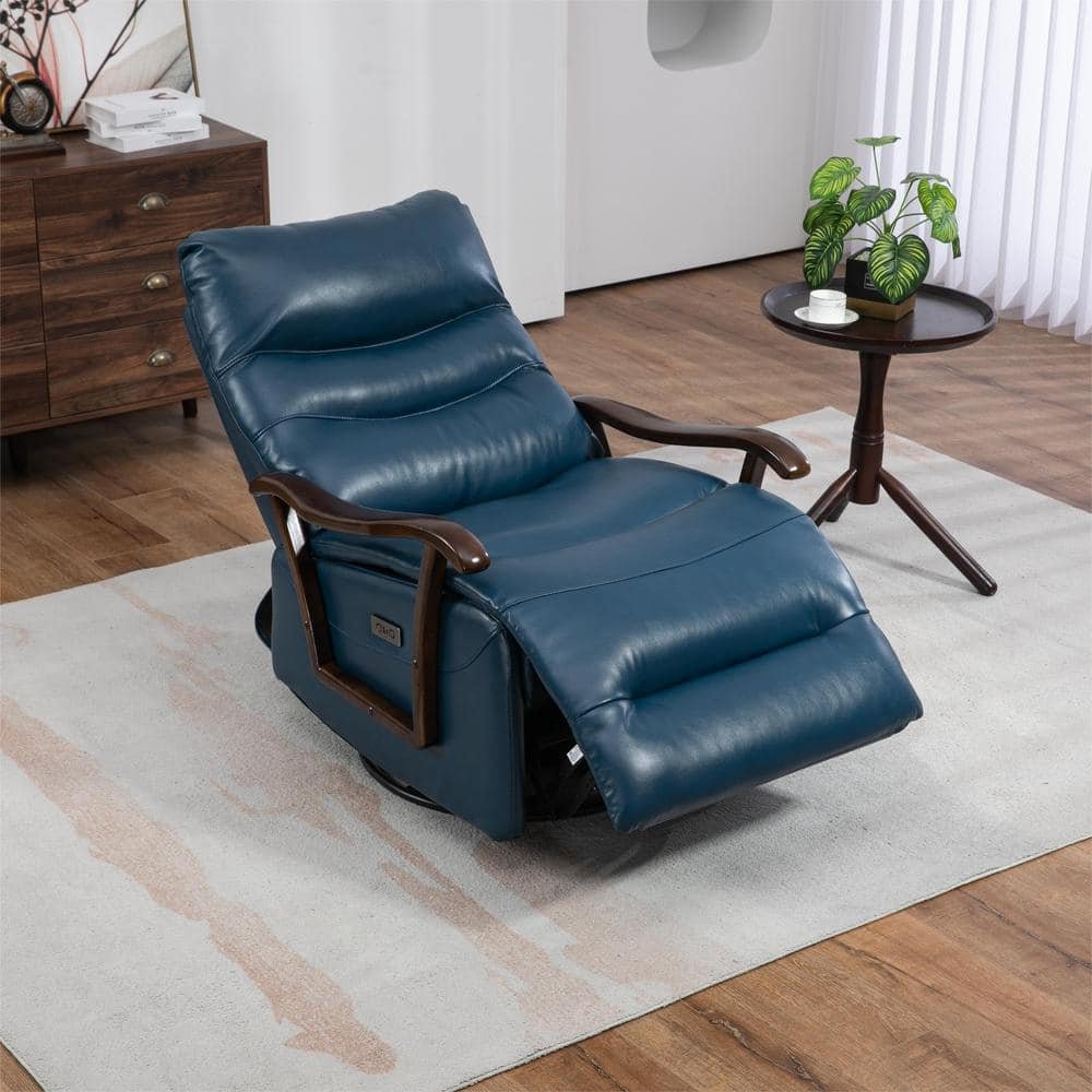Coffee Fashionable Big and Tall Breathable Leather Swivel Rocker Recliner - Image 2