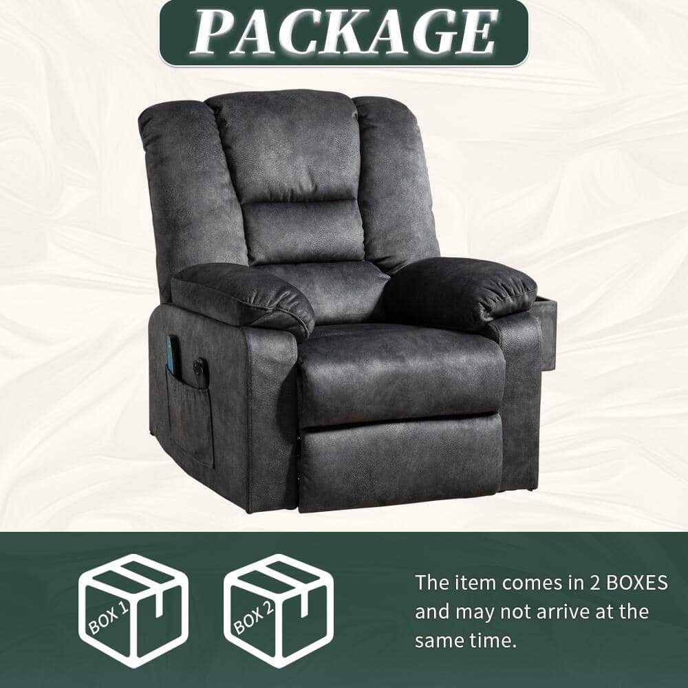 Enhanced Gray Soft and Big Multifunctional Power Lift Recliner Sofa Chair (Up to 330lbs) with Massage,Heating - Image 8