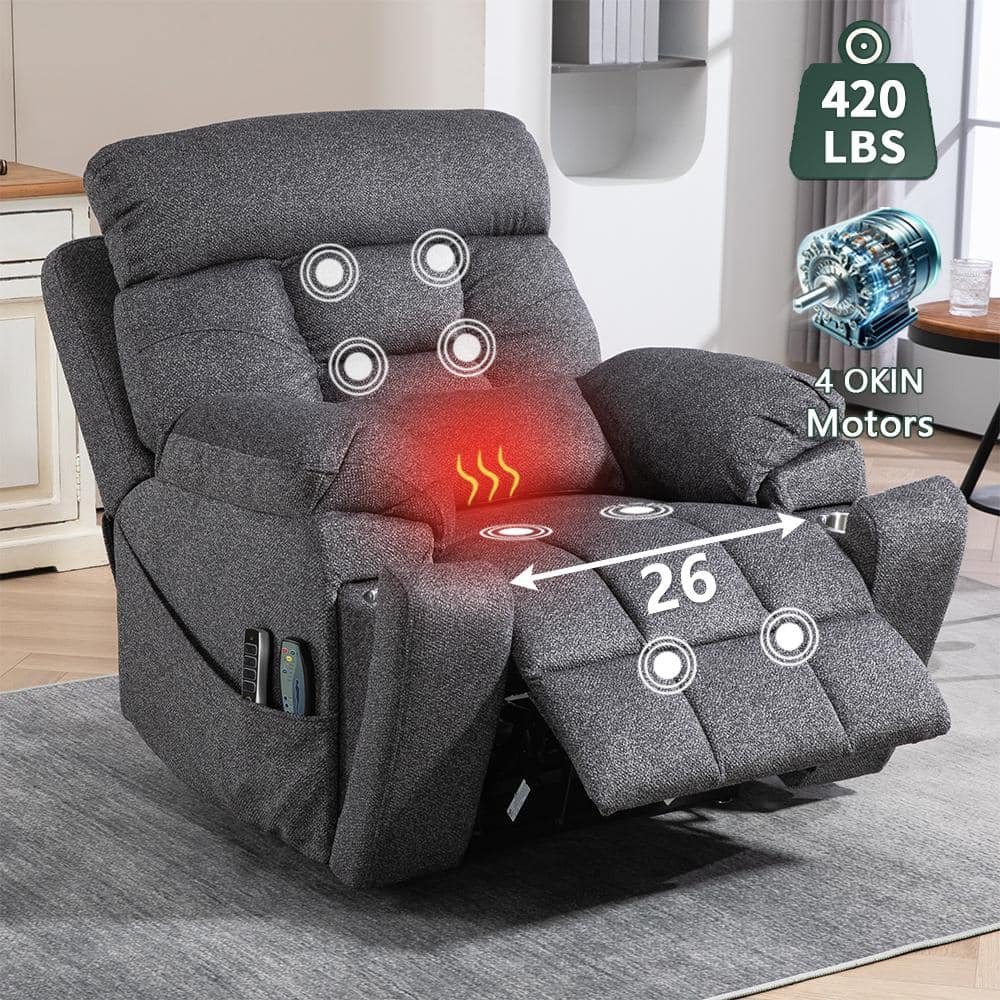 Top-tier Flagship Oversized 4 OKIN Motors Fabric Recliner Lift Sofa 2 Remote Controls, Pillow and 2 Cup Holder - Rose - Image 2