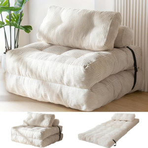 Aisword Folding Sofa Bed, 2-in-1 Convertible Floor Sleeper Chair, Pull-Out Single Futon Couch, Boneless No-Assembly Floor Sofa for Living Room, Bedroom, Apartment